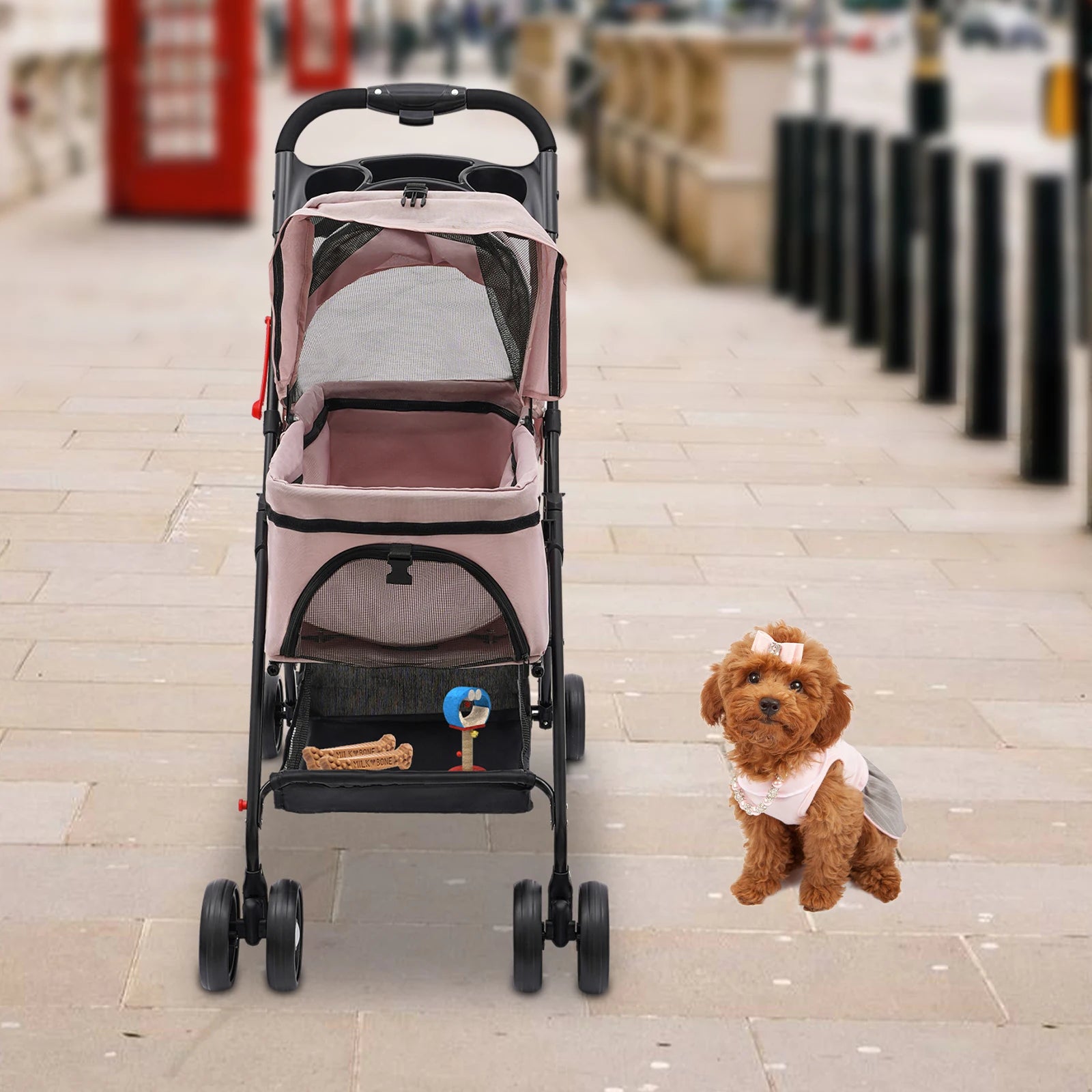 dog stroller 4 wheels 4-Wheel Foldable Pet Travel Stroller Carrier – TheWaggingTailMart