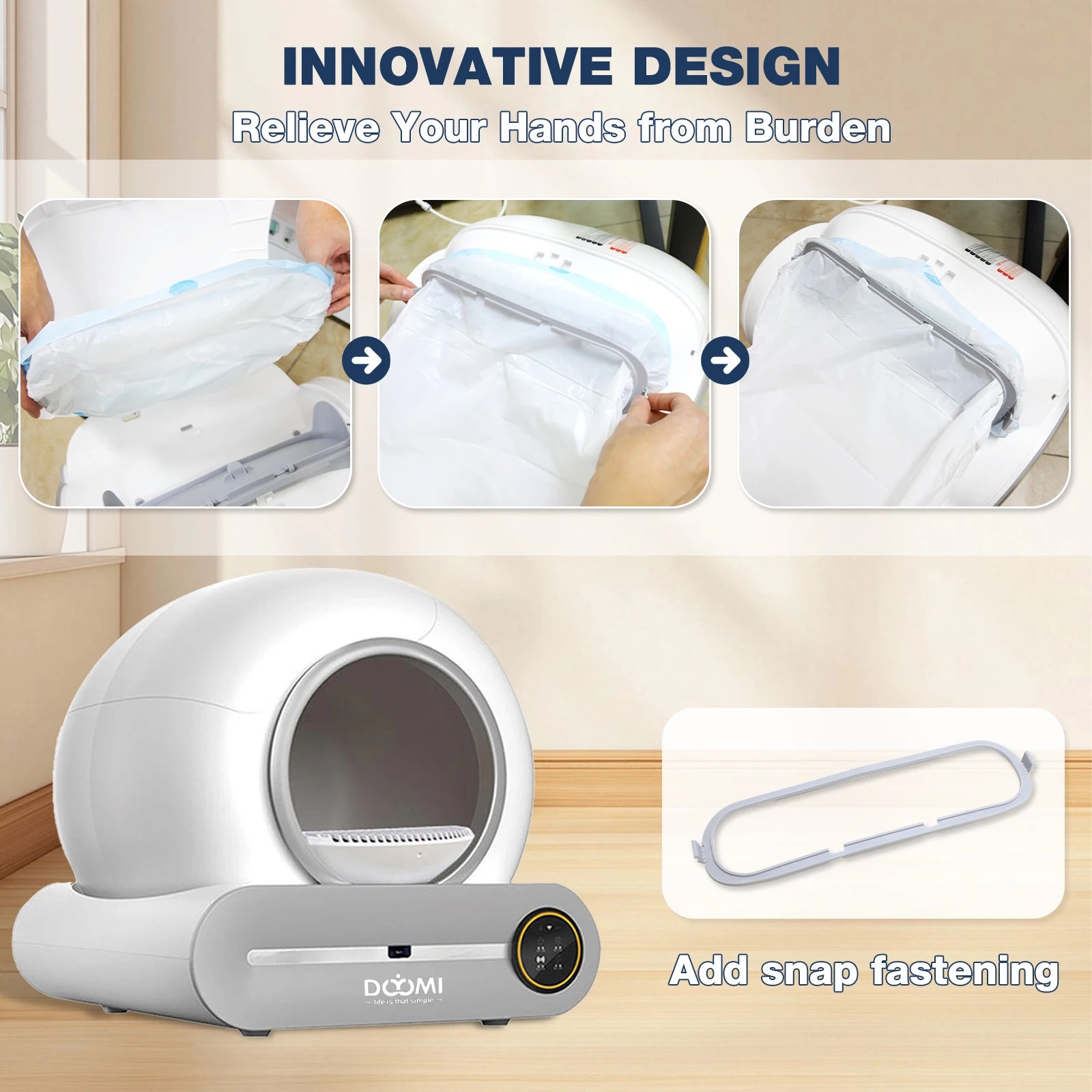 Automatic Self-Cleaning Cat Litter Box 74L with App Control