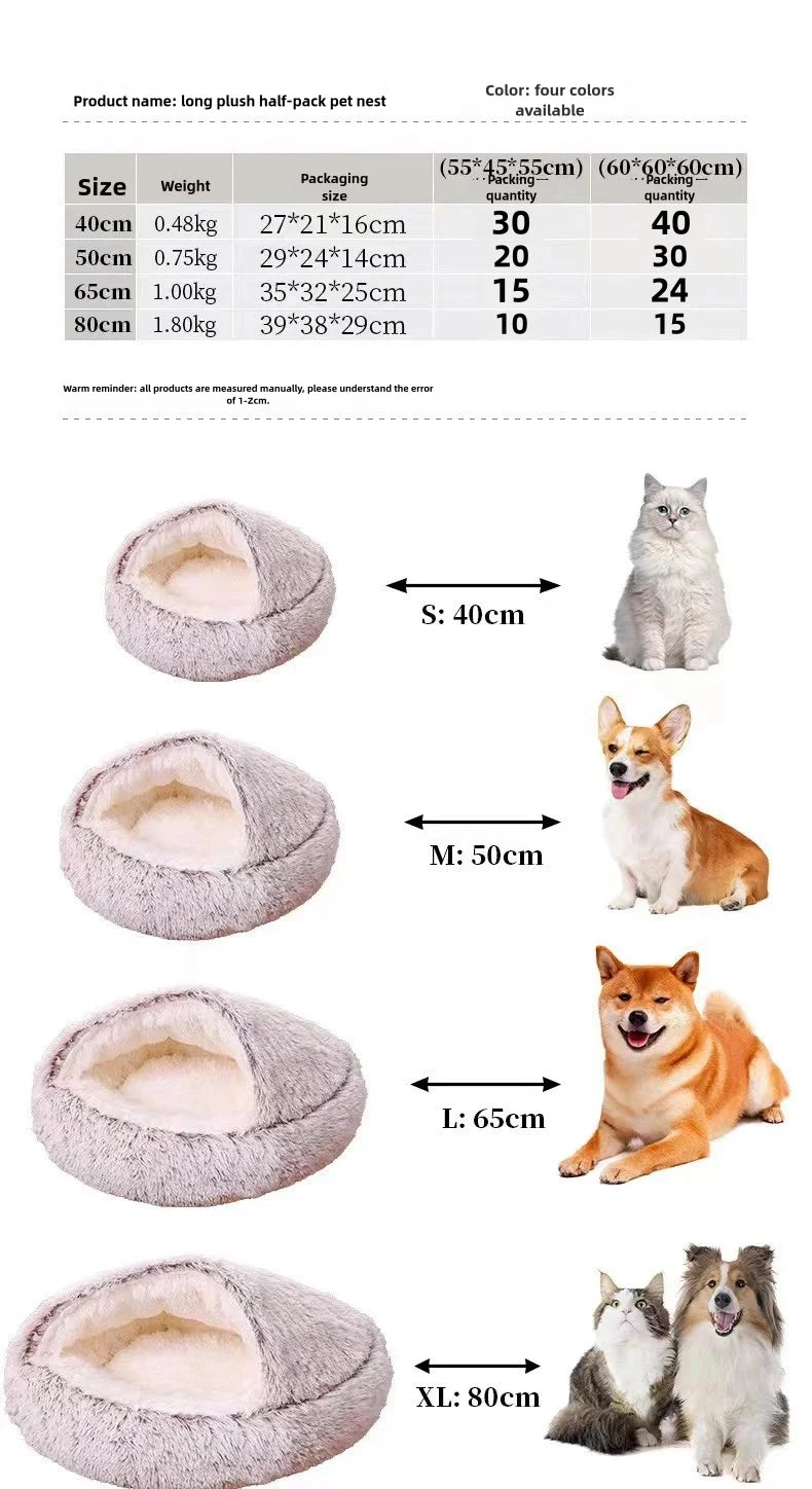 Autumn & Winter Plush Semi-Enclosed Pet Bed