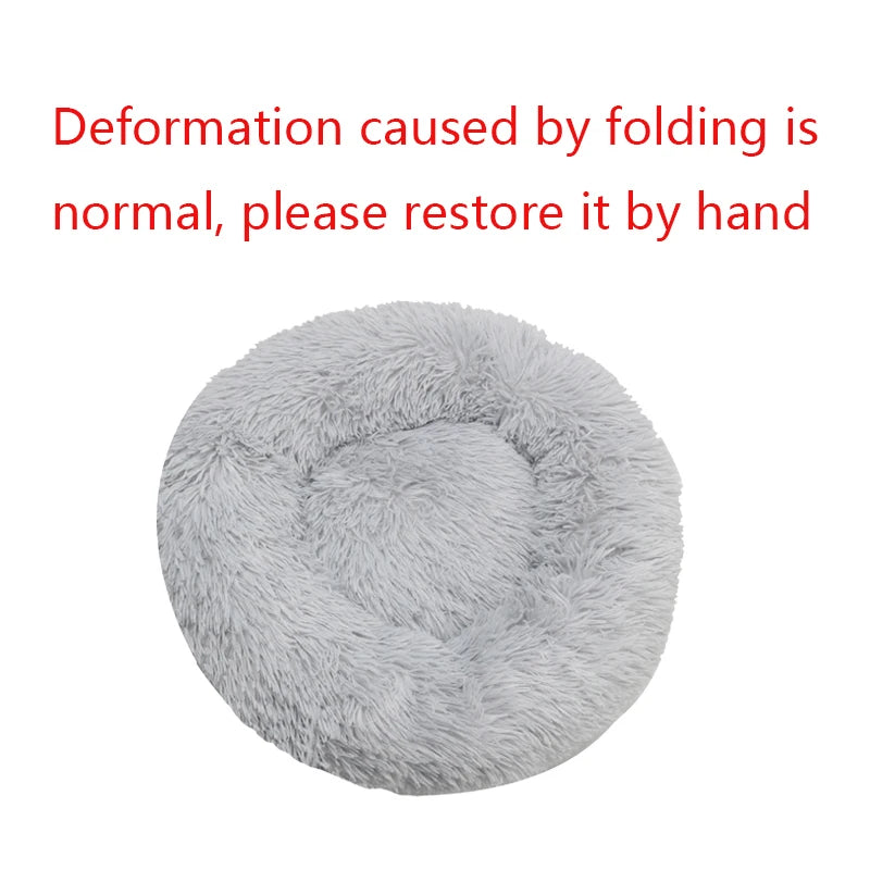 Round Plush Winter Dog & Cat Bed – Washable