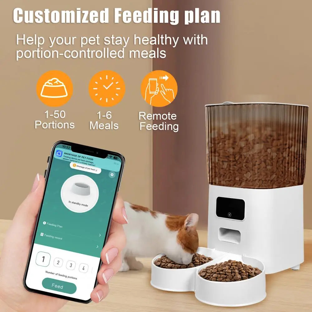 Smart Dual-Bowl Pet Feeder with WiFi & 5L Storage