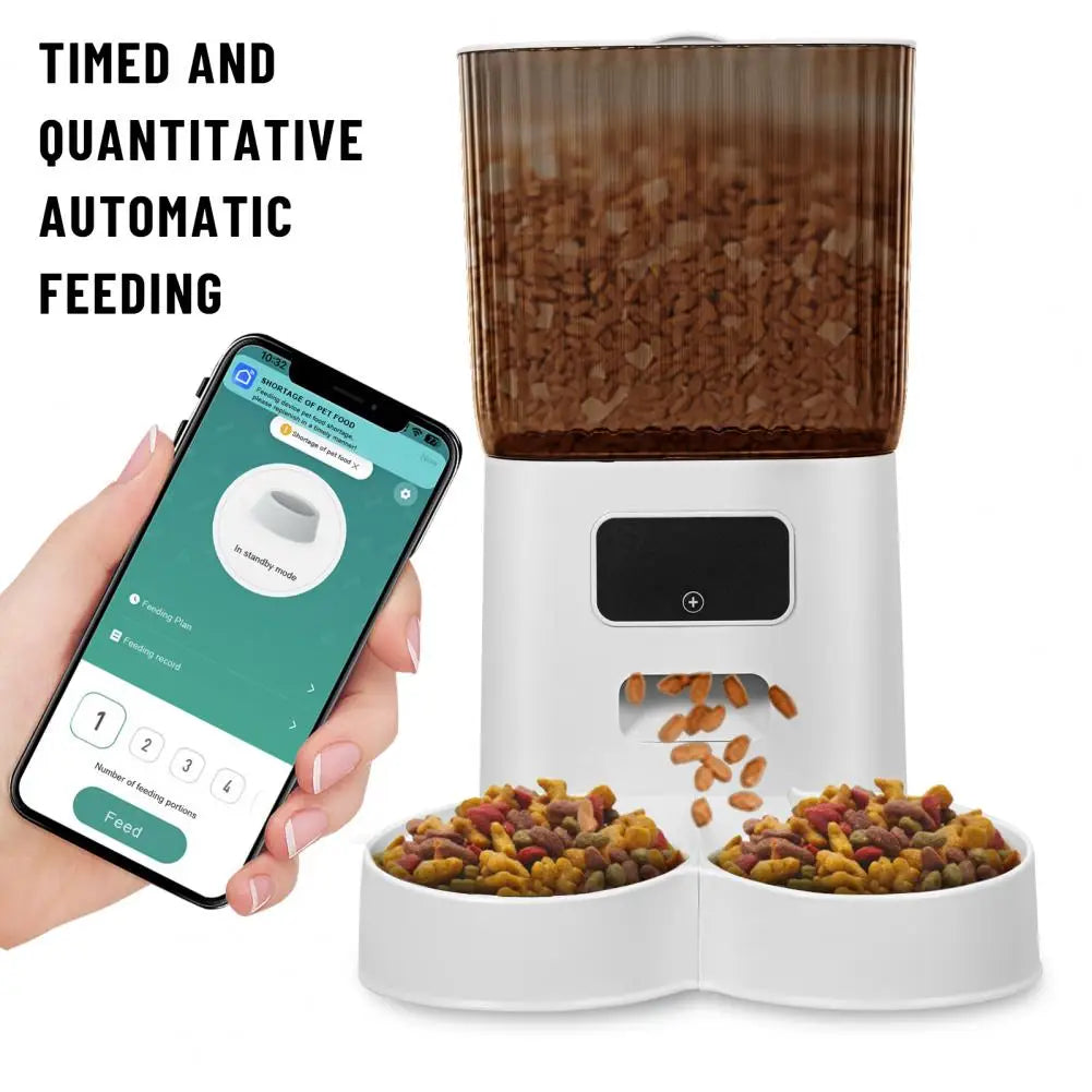Smart Dual-Bowl Pet Feeder with WiFi & 5L Storage