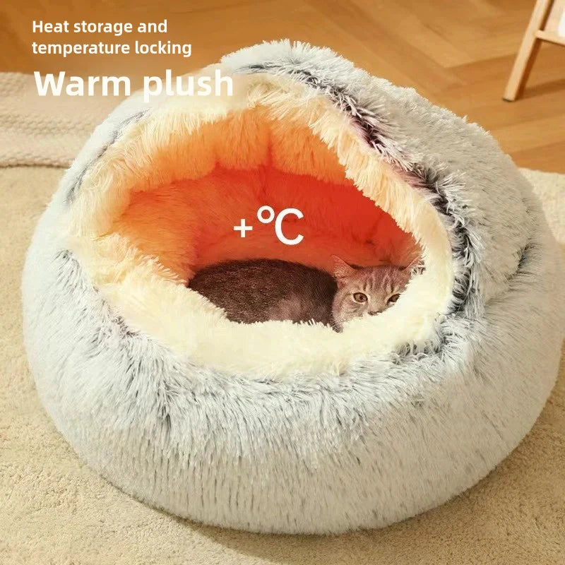Autumn & Winter Plush Semi-Enclosed Pet Bed