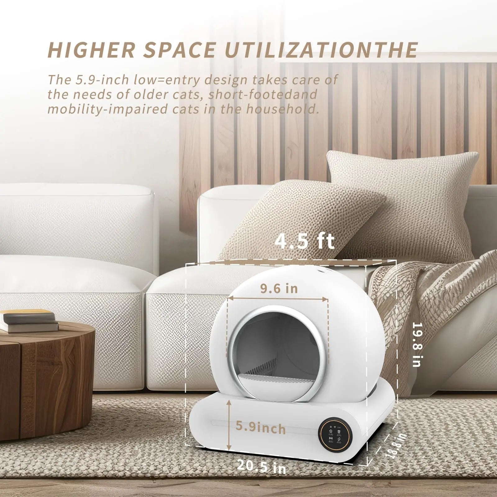 Automatic Self-Cleaning Cat Litter Box 74L with App Control