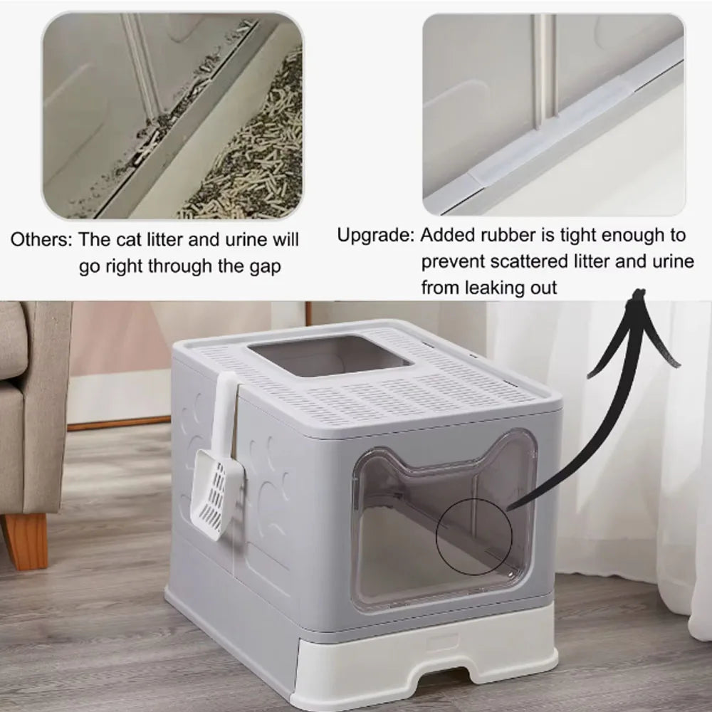 Foldable Drawer Litter Box with Scooper