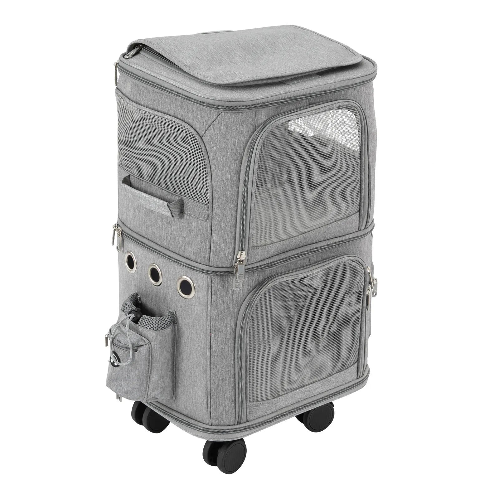 Double-Compartment Cat Carrier with Wheels