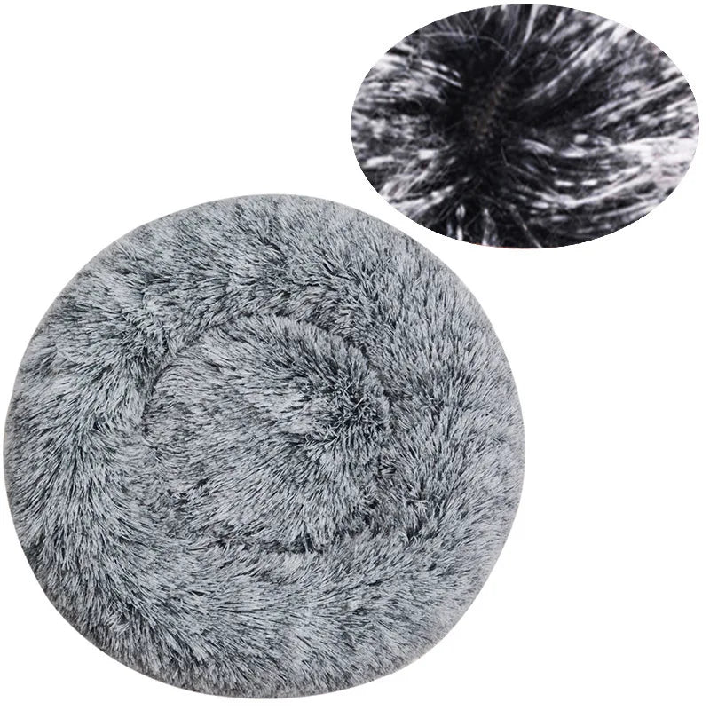 Round Plush Winter Dog & Cat Bed – Washable