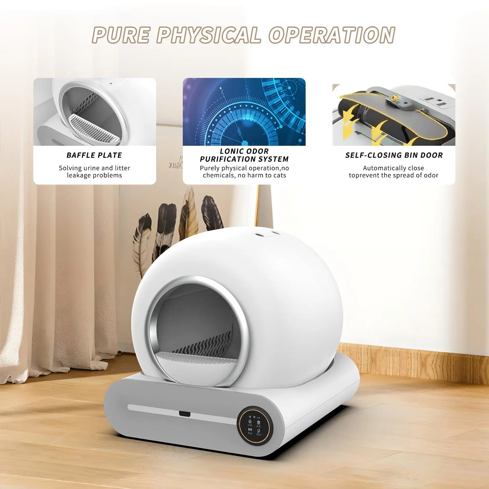 Automatic Self-Cleaning Cat Litter Box 74L with App Control