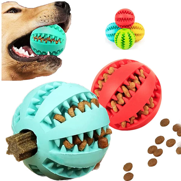 Interactive Rubber Chew Ball with Treat Feeder