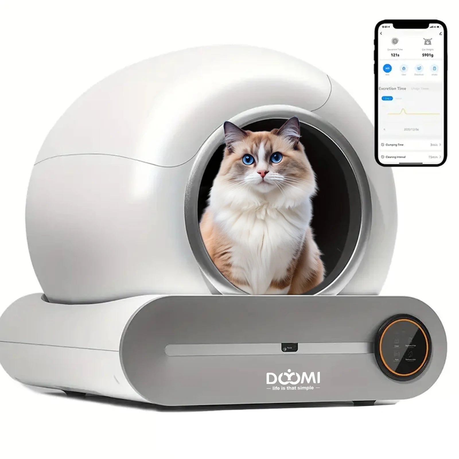 Automatic Self-Cleaning Cat Litter Box 74L with App Control