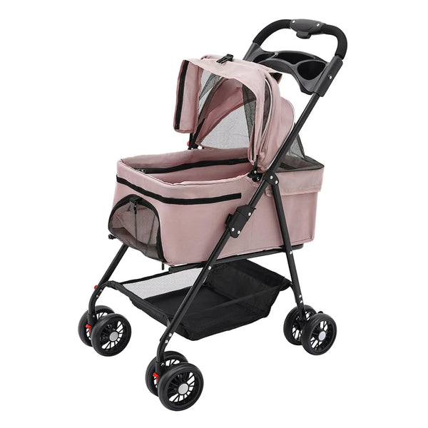 4-Wheel Foldable Pet Travel Stroller Carrier