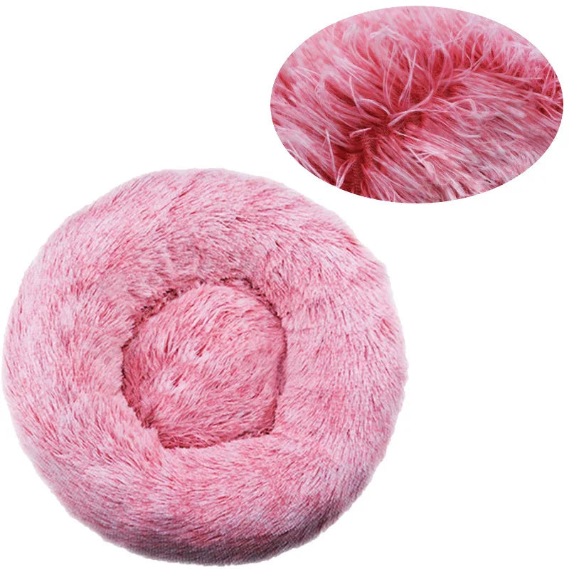 Round Plush Winter Dog & Cat Bed – Washable