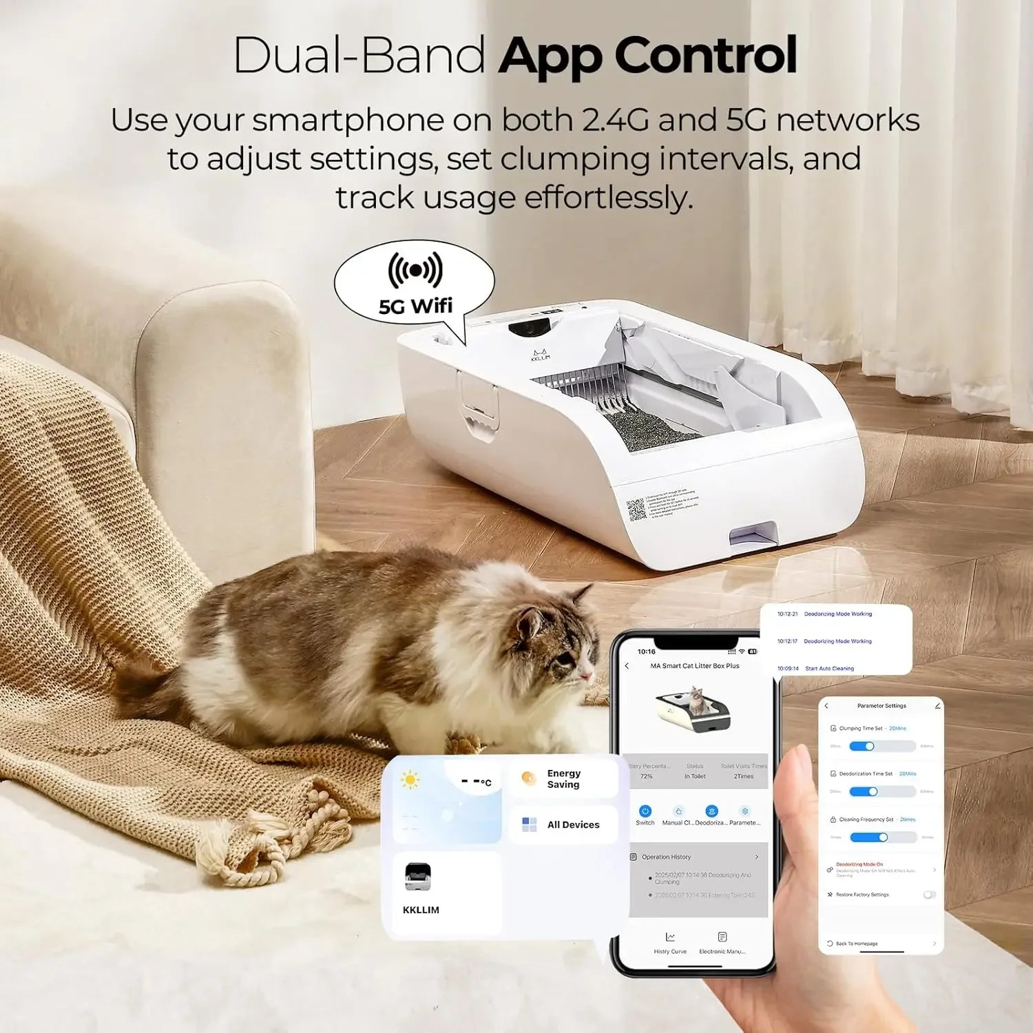 WiFi Smart Self-Cleaning Cat Litter Box – Open Design