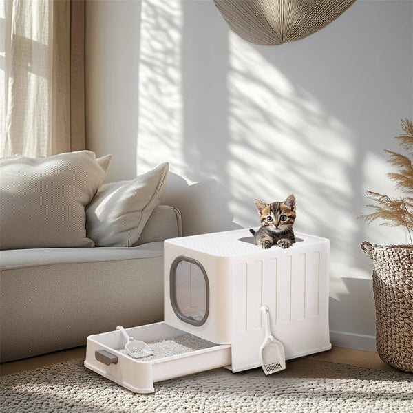 BingoPaw Foldable Top Entry Cat Litter Box