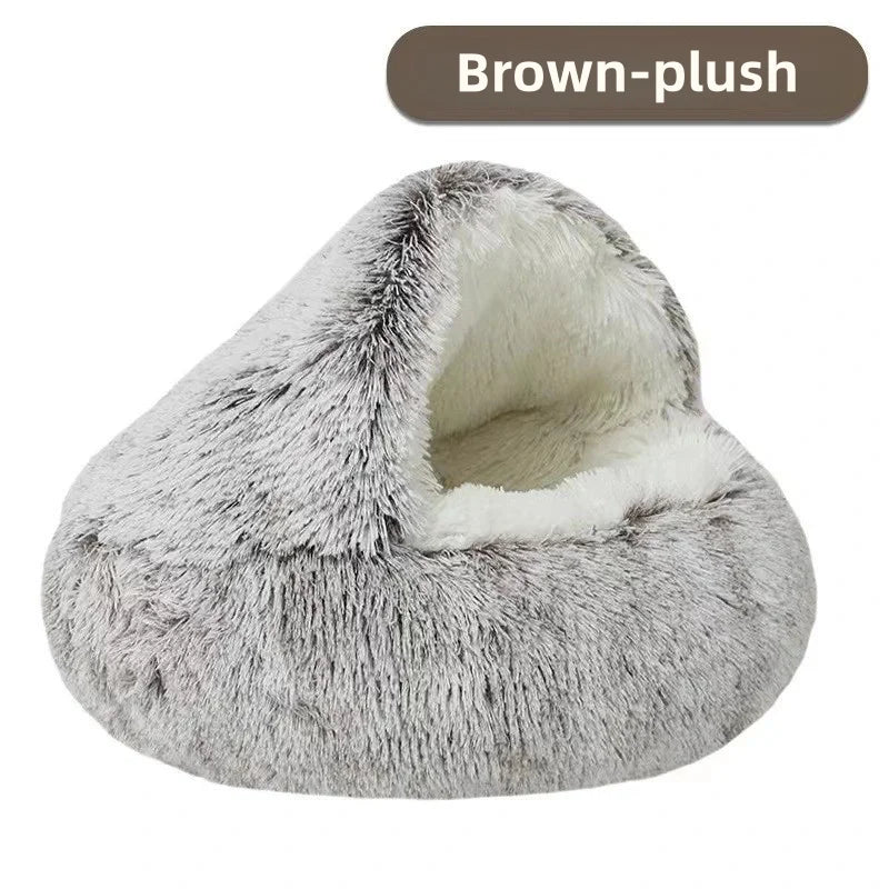 Autumn & Winter Plush Semi-Enclosed Pet Bed