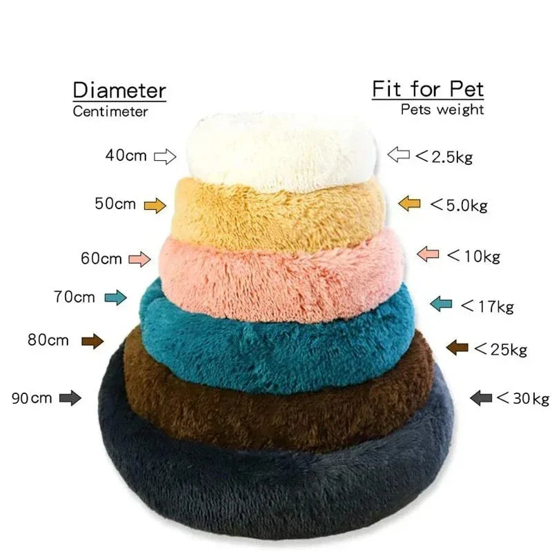 Round Plush Winter Dog & Cat Bed – Washable
