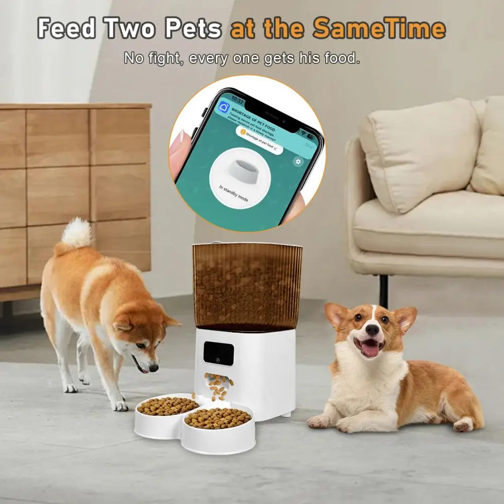 Smart Dual-Bowl Pet Feeder with WiFi & 5L Storage