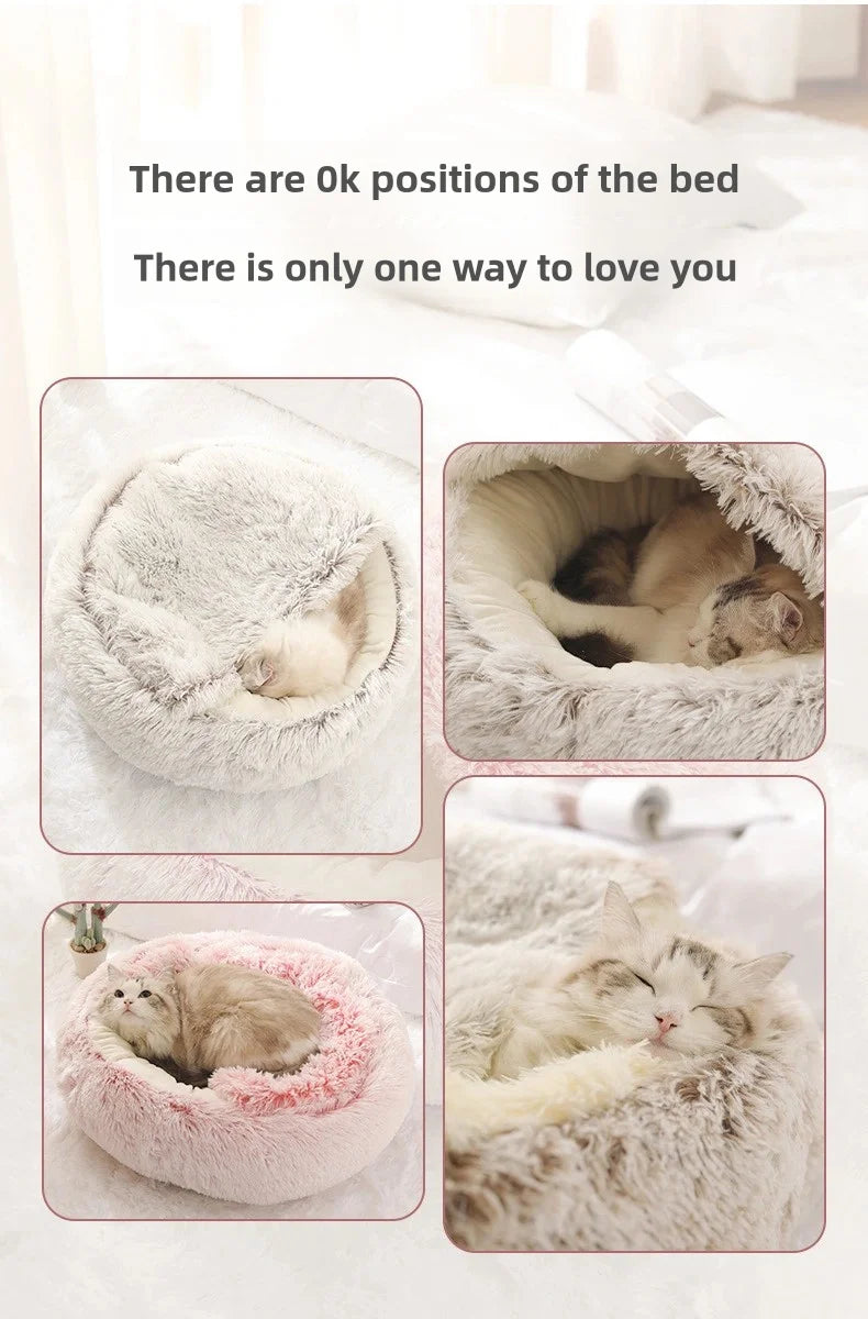 Autumn & Winter Plush Semi-Enclosed Pet Bed