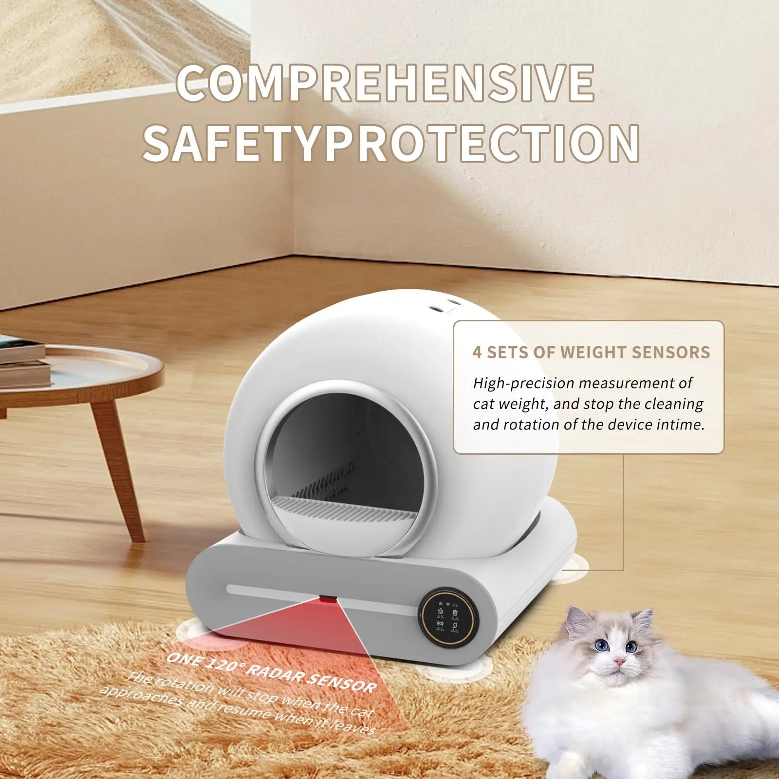 Automatic Self-Cleaning Cat Litter Box 74L with App Control