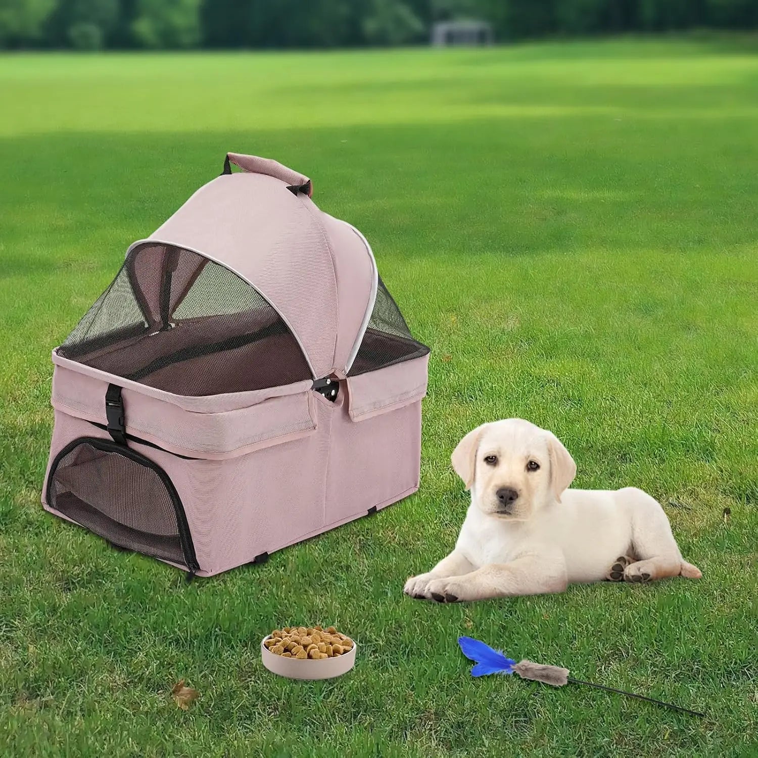 dog travel stroller 4-Wheel Foldable Pet Travel Stroller Carrier – TheWaggingTailMart